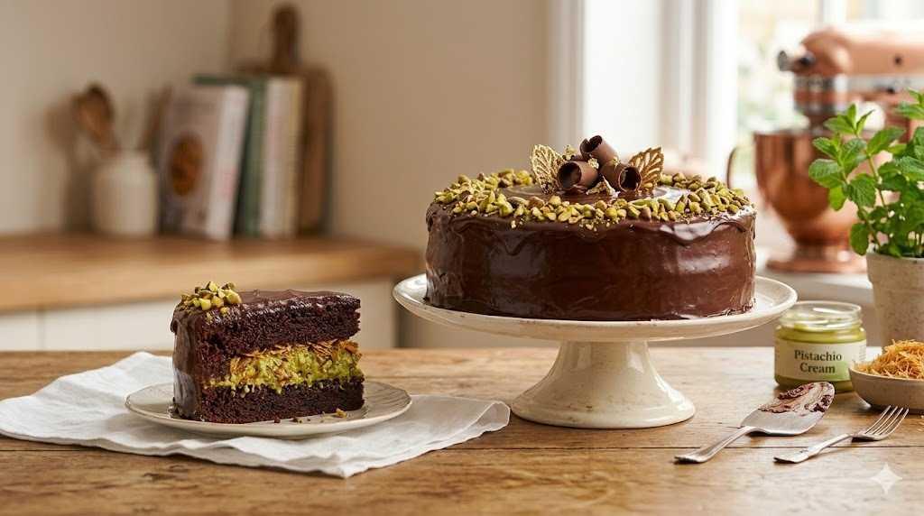 Authentic Dubai Chocolate Cake (Pistachio & Crunchy Knafeh)