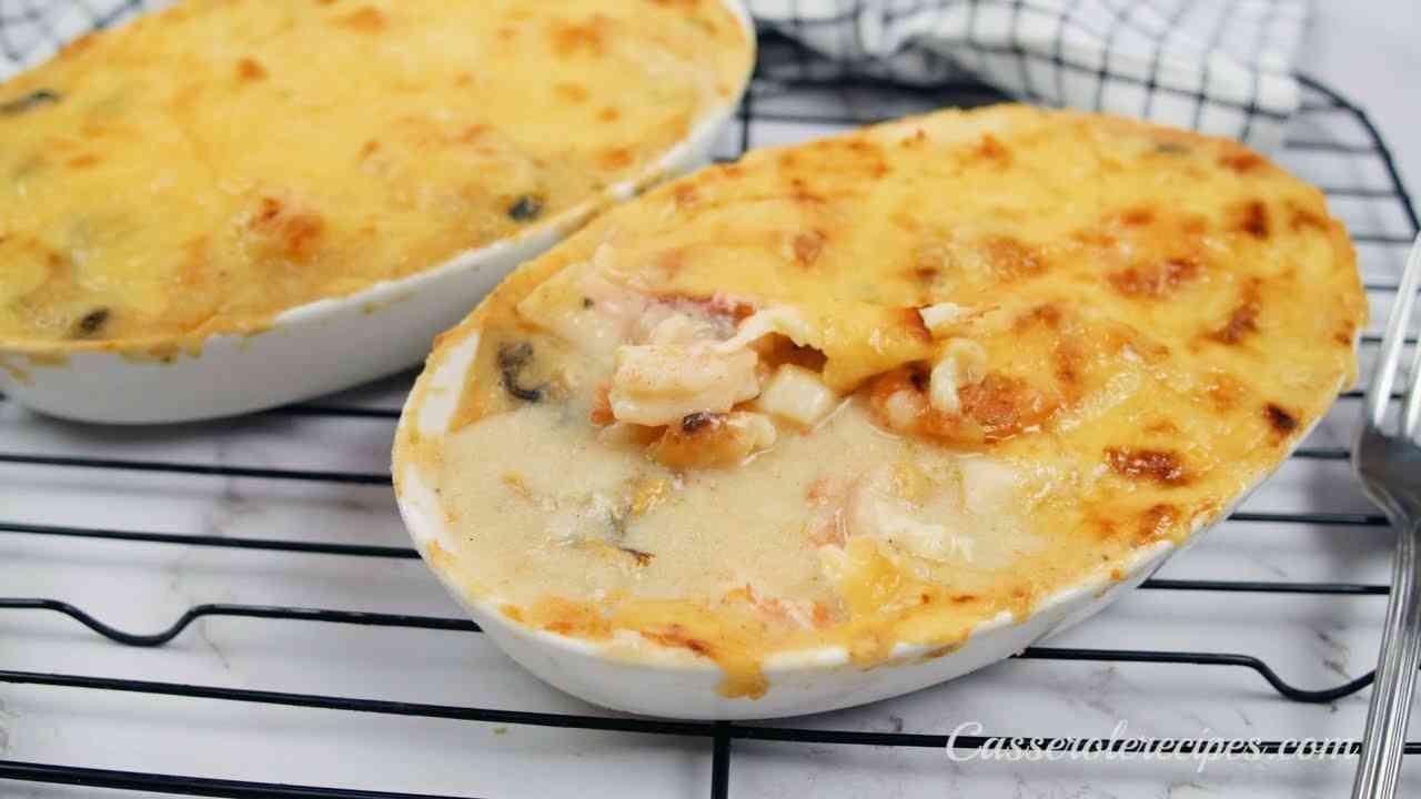 New England Seafood Casserole – Creamy, Cheesy Lobster, Haddock & Shrimp Bake